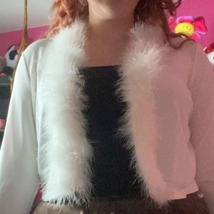 Calvin Klein faux fur trim over shirt